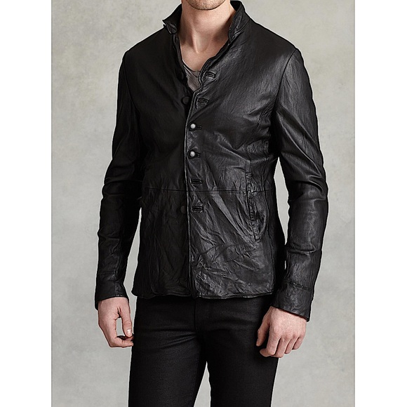 美品ARMANI COLLEZIONI ramb leather jacket Armani Collezioni Mens Black Sheepskin Leather Jacket – b29